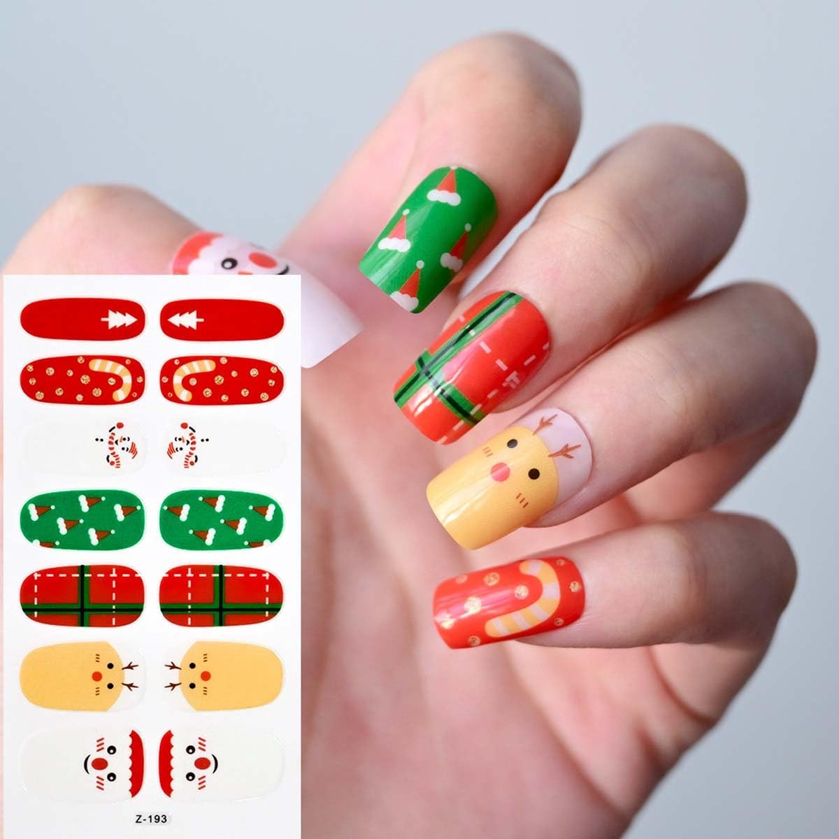 6 Sheets Christmas Nail Wraps Stickers Glitter Christmas Nail Polish Snowman …