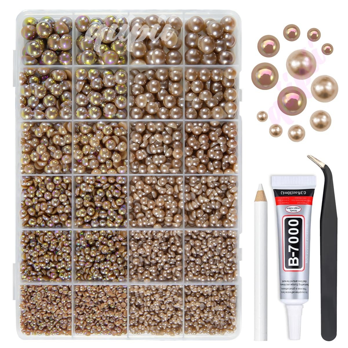 qiipii 2 Styles Solid Brown+ Brown AB Flatback Pearls for Bedazzling Crafting…