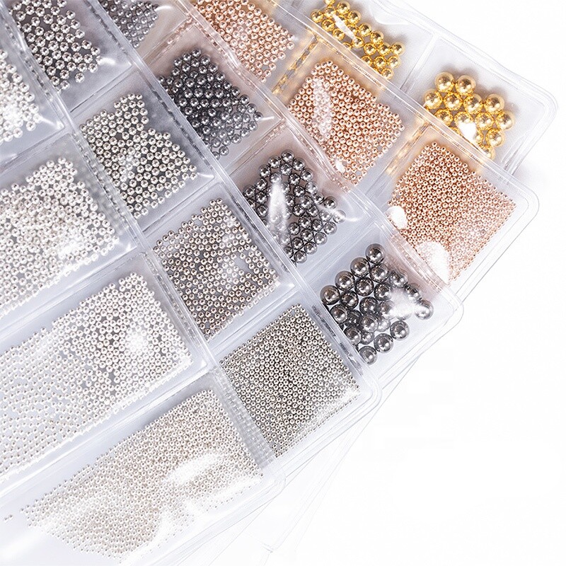 Mix sizes steel beads 3d metal nail art decoration nail accessories Jargod