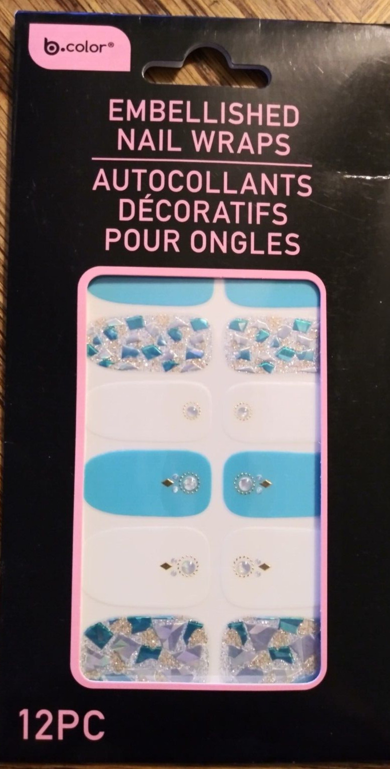 b color 12 count Embellished Nail Wraps Autocollants
