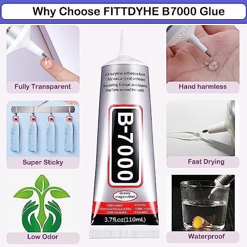 B7000 Adhesive Rhinestones Glue for Crafts, 2PCS 110ml / 3.7 2 PCS(Total 220ml)