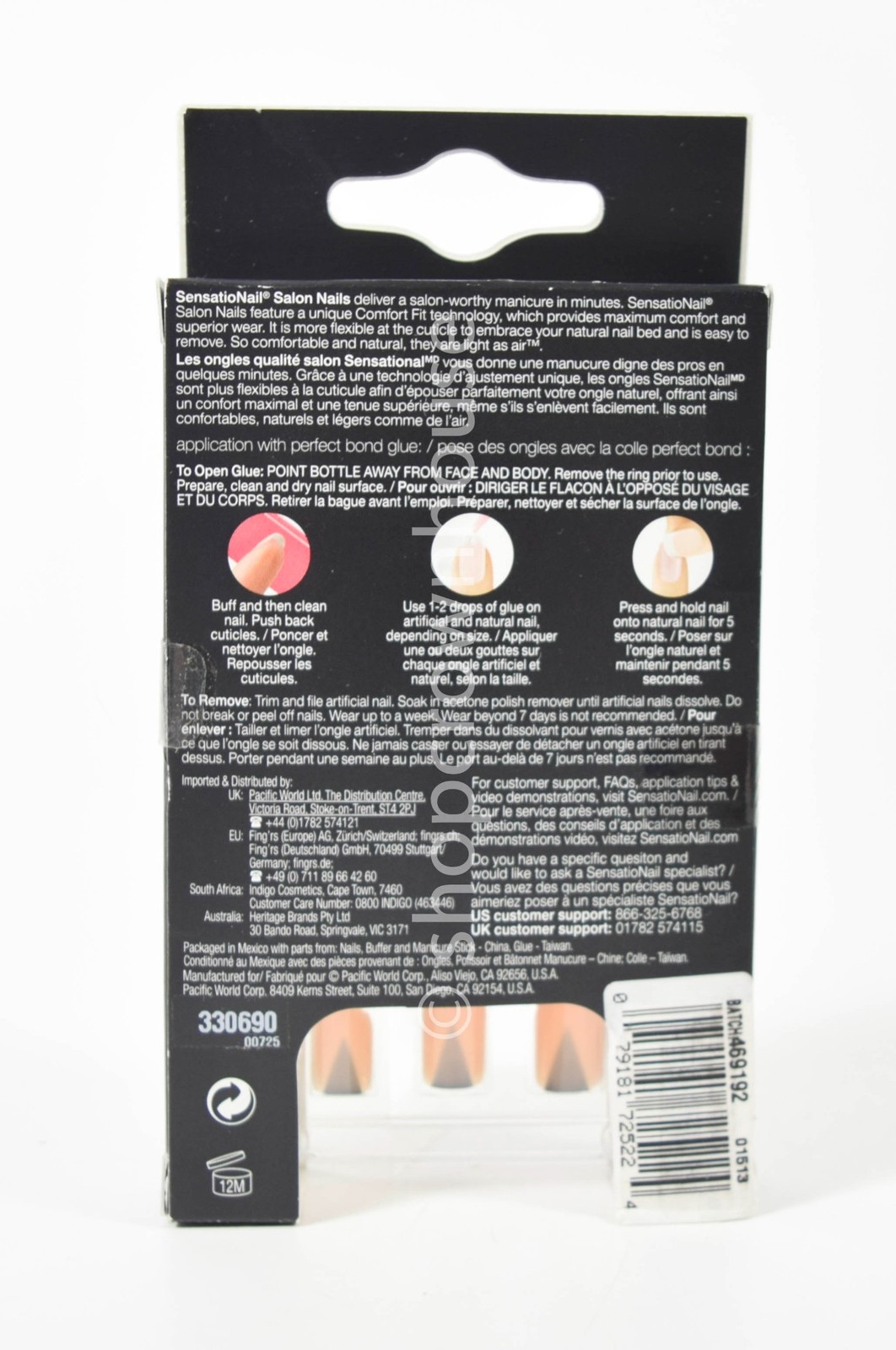 Sensationail Salon Nails BEIGE & BLACK TRIANGLE Short 72146
