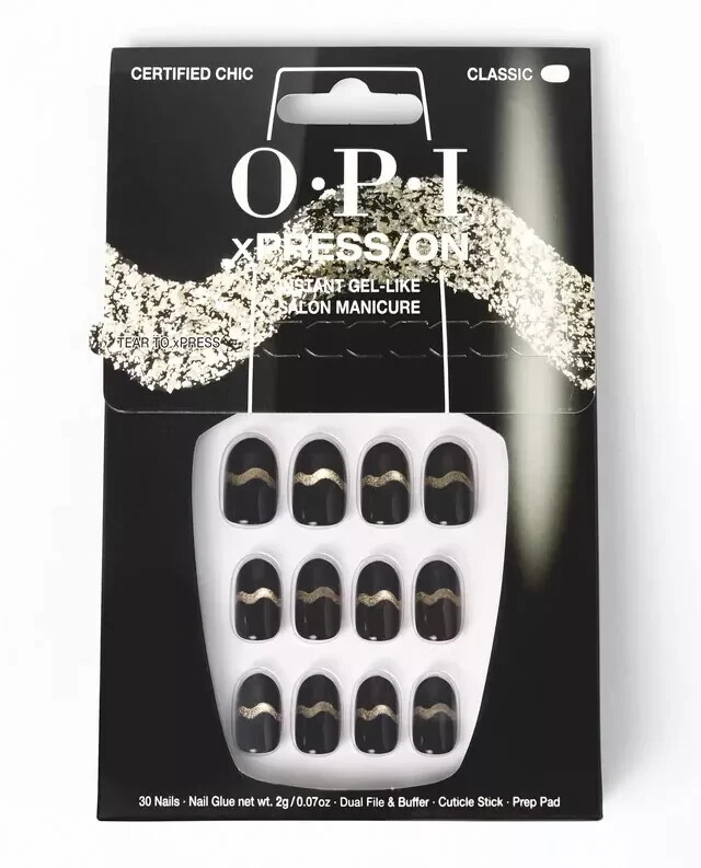 O.P.I XPRESS/ON CLASSIC INSTANT GEL-LIKE SALON MANICURE- Certified Chic Classic