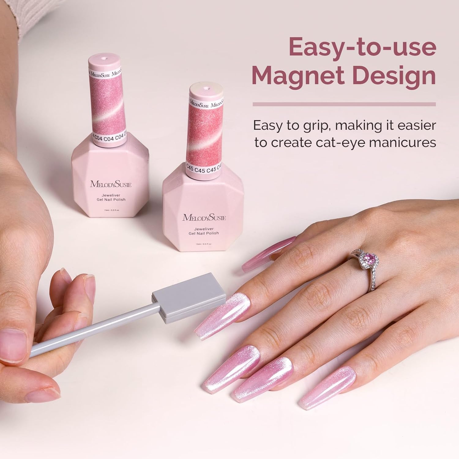 Nail Magnet Set 12PCS, Cat Eye Gel Nail Polish Magnets, Square round Double Ende