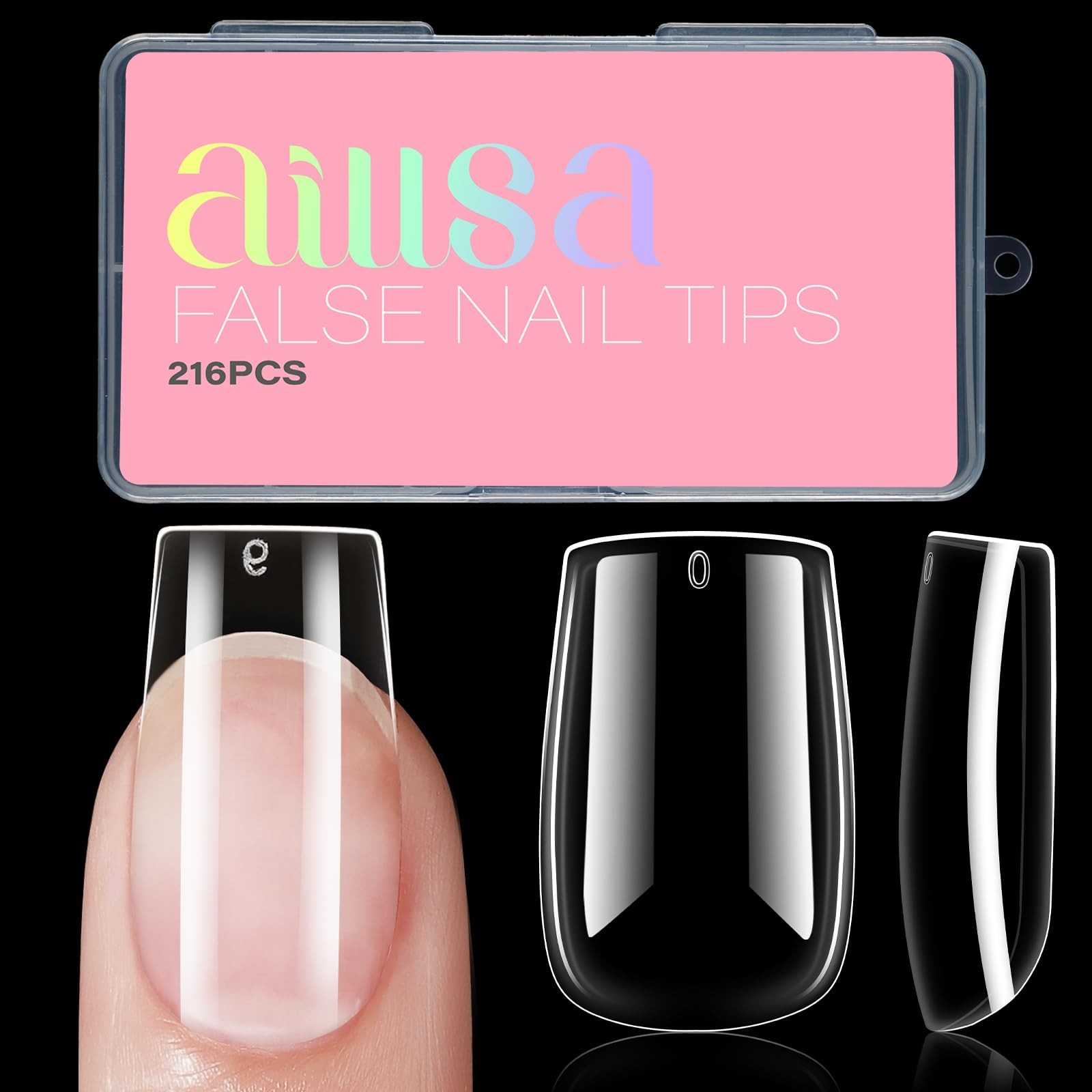 Short Square Nails Clear Gel Nail Tips False Full Cover Soft 216pcs–square
