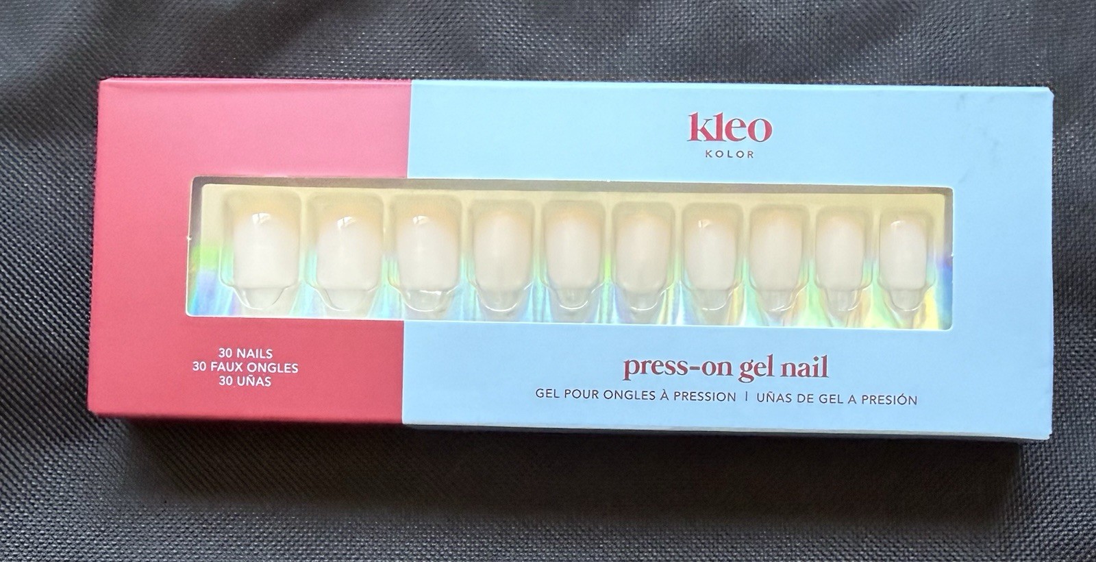 Kleo Kolor Gel Press-On Nails Neutral Short Square Pre-Designed Glue 30 PMC03