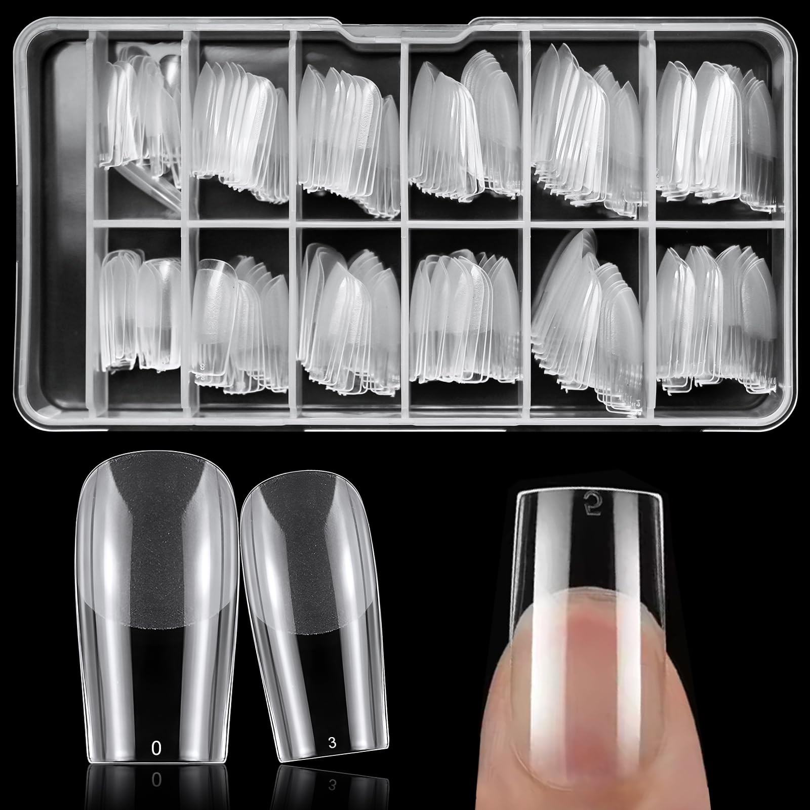 240Pc Square Gel Nail Tips Medium Fake Nails for Press on Nails Clear Acrylic Na