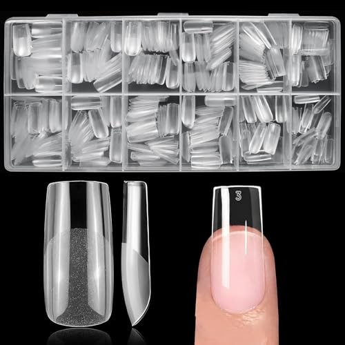Square Nail Tips, 300pcs Soft Gel Nail Tips 12 Size – Medium Square Tips
