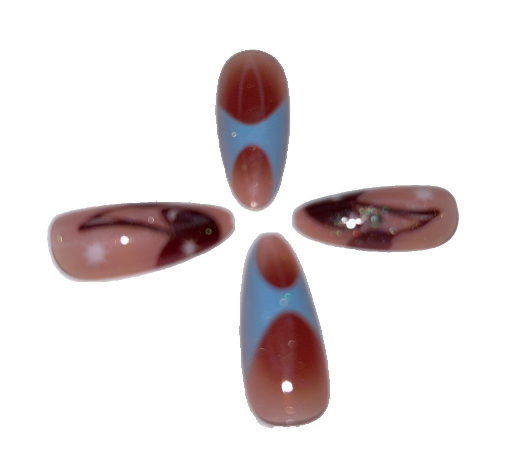 Lot of 2 Almond 10pc Handmade Press-On Nails NEW size *Medium*