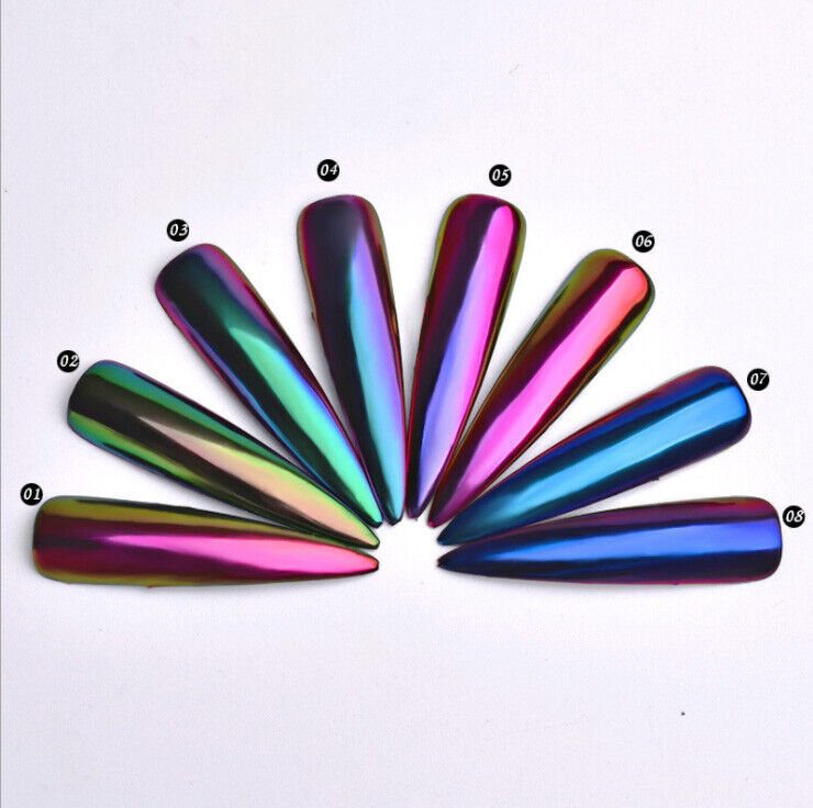 8 Boxes/Set Mirror Nail Art Glitter Powder Nail Chrome Pigment Dust Manicure Tip