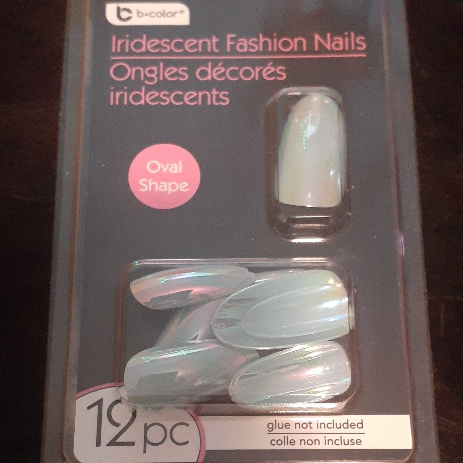 b*Color Nails Shiny Iridescent Light Blue Artificial Long Oval