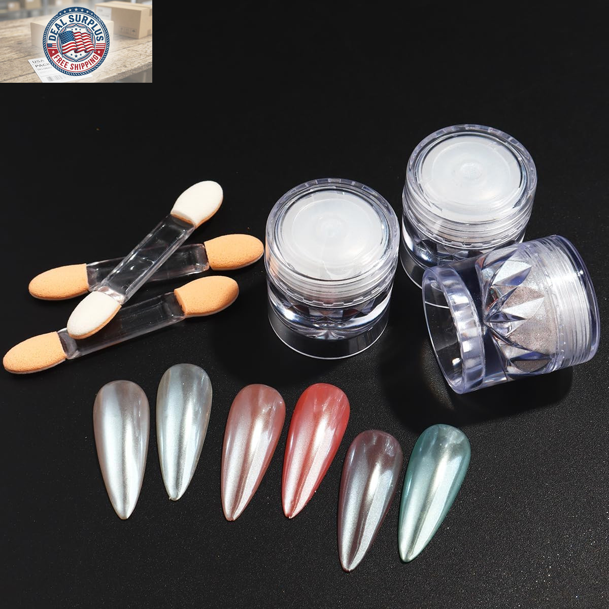 3Pcs Moonlight White Pearl Chrome Nail Powder, Super Glossy Clear Mirror Effect