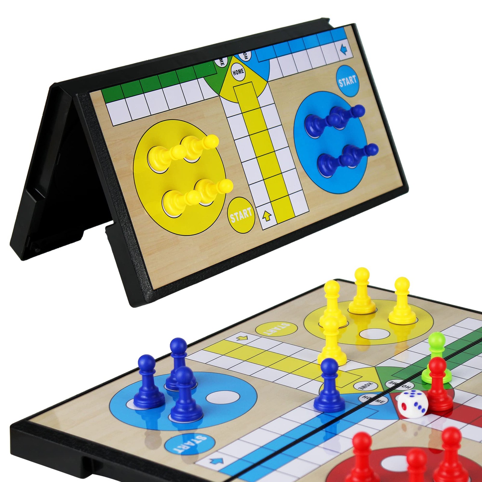 KIDAMI Ludo Magnetic Board Game Set, Children’s 11.2 inches, Brown” Or “Black