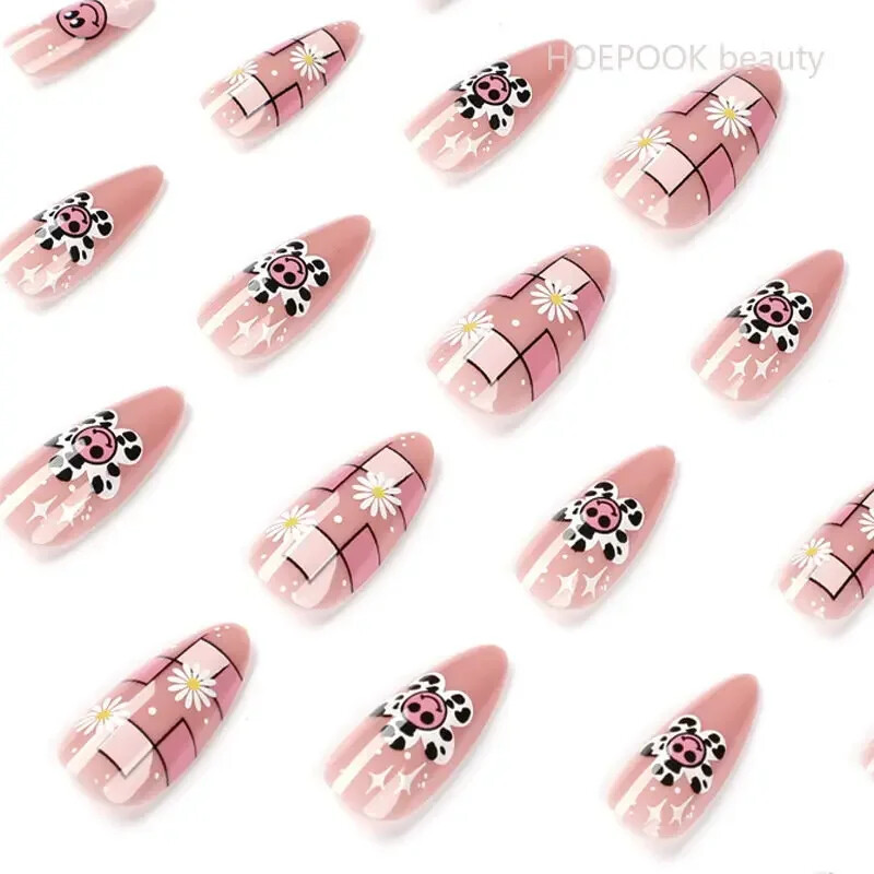 24Pcs Press on Nail Tips Seamless Removable Fake Nails Full Cover Waterproof