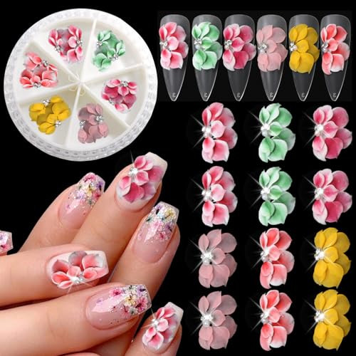 12pcs Simulation Flower for Nails 3D Flower Nail Charms Acrylic Nail Art