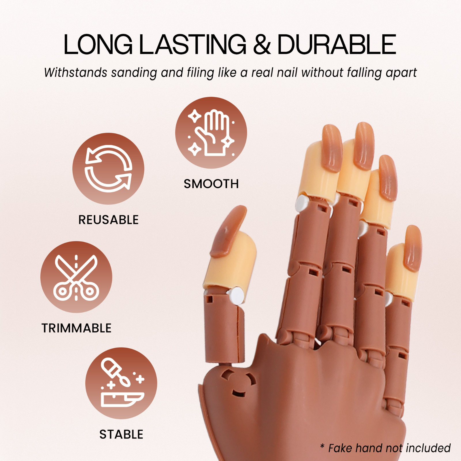 USA 100 Pcs Brown Replacement Refill Nail TIPS ONLY – For Flexible Training Hand