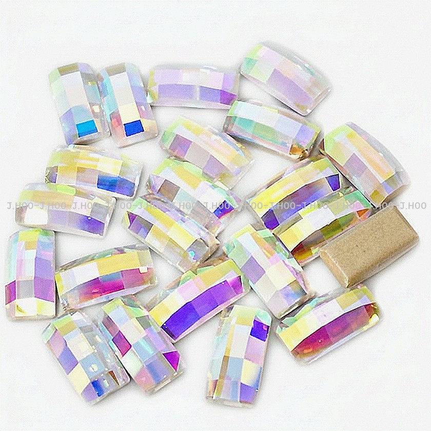 J.HOO Crystal 7593 Curved Baguette Flat Back Rhinestones 8×4mm Nail Art (10pcs)