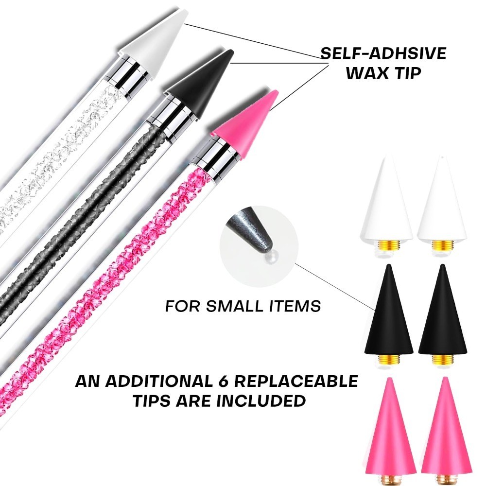 Rhinestone Picker Tool Set with Head Wax Pens Precision Tweezers for Nail