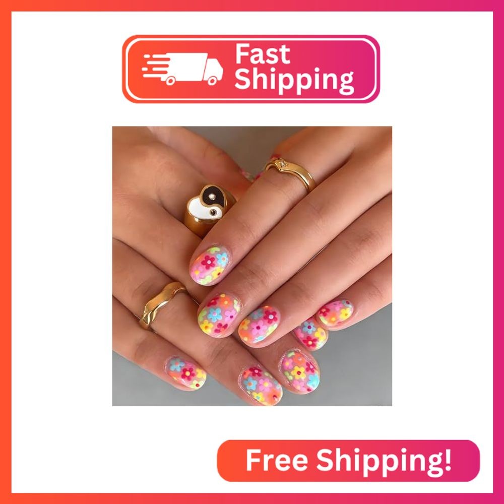 Short Press on Nails Square MABKJLF Fake Nails Full Cover False Nails with Color