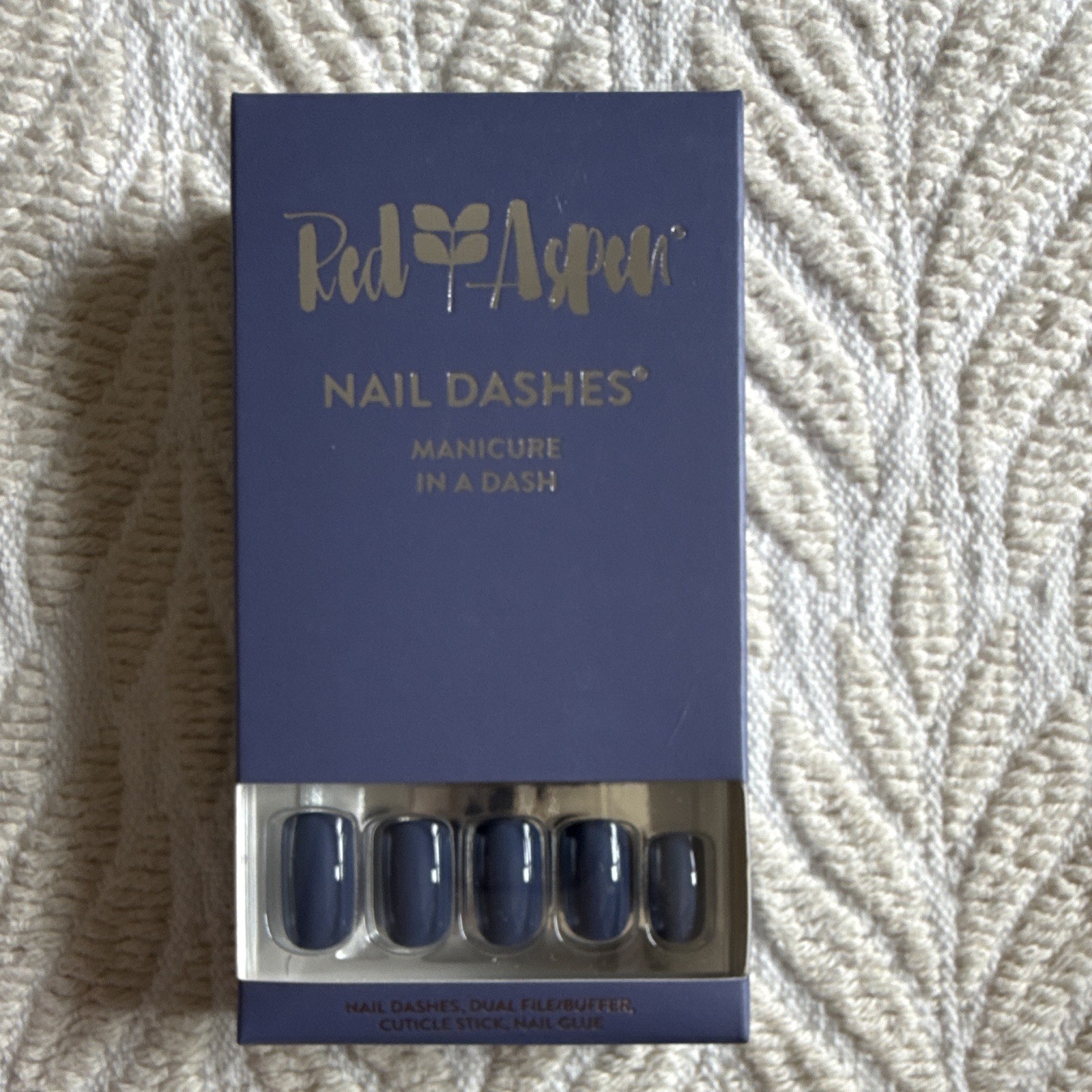 Red Aspen Nail Dashes Press-On Nails Lot of 3 Shiny Short Square Floral Glue
