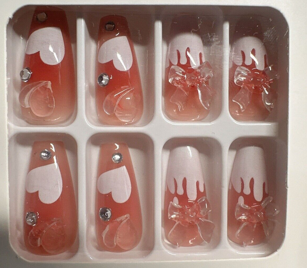 Press on Nails with stone. One Minute Nail tip 24pcs in box
