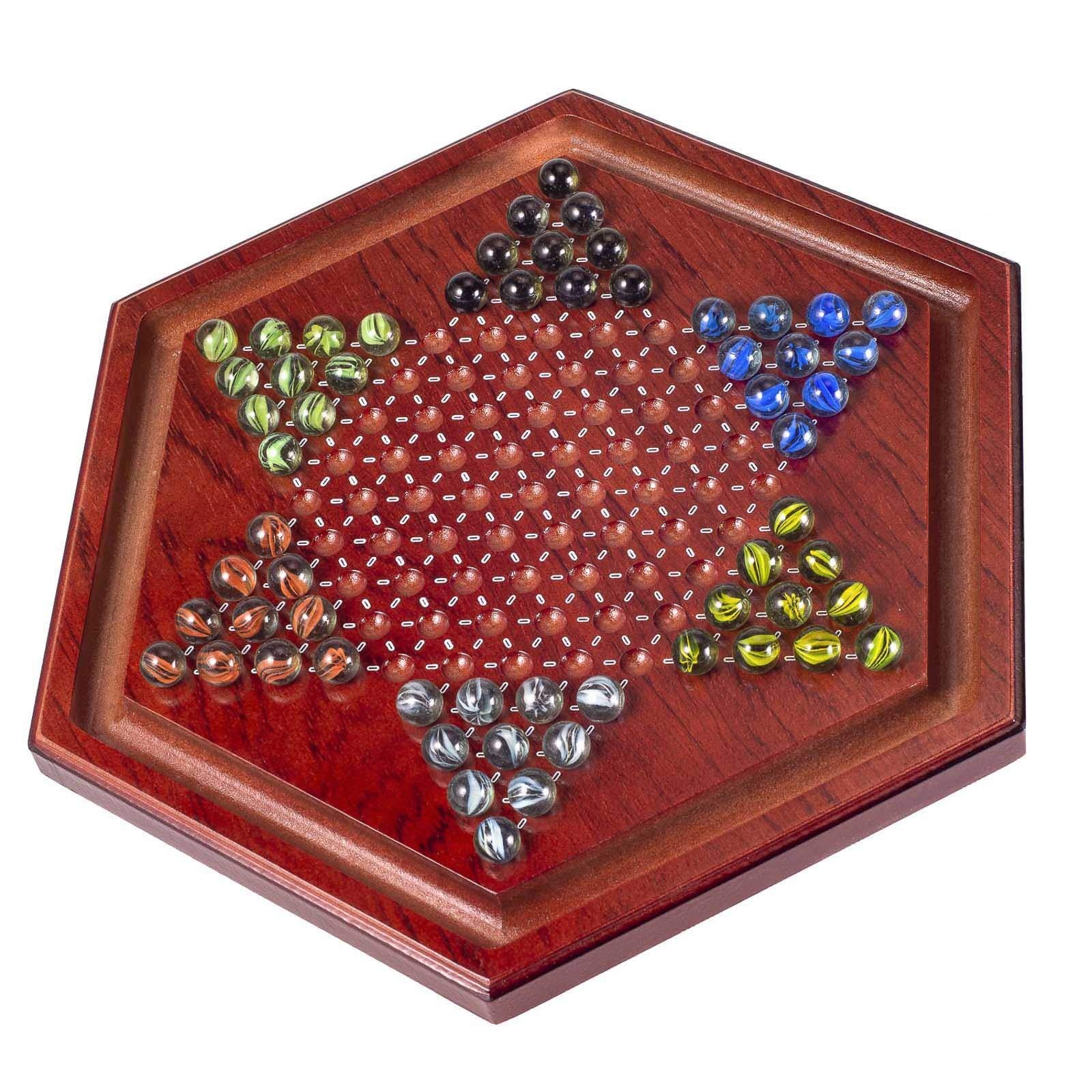 AMEROUS 13.6 inches Wooden Chinese Checkers 13.58 x 12 x 0.75 inch, Brown