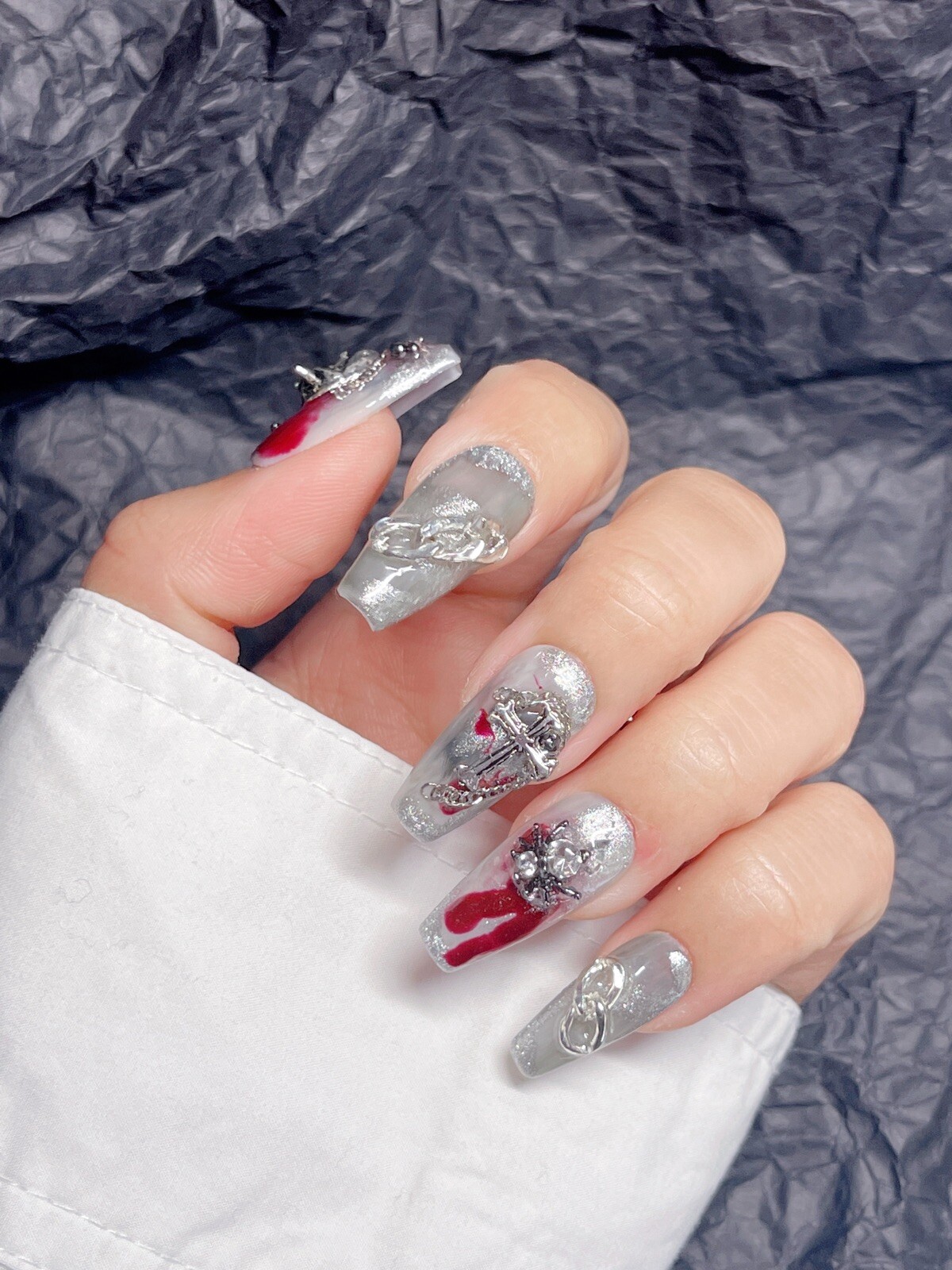 🔥CUSTOM Cool grimace mask Gel Press On False Nails set /Handmade size：M