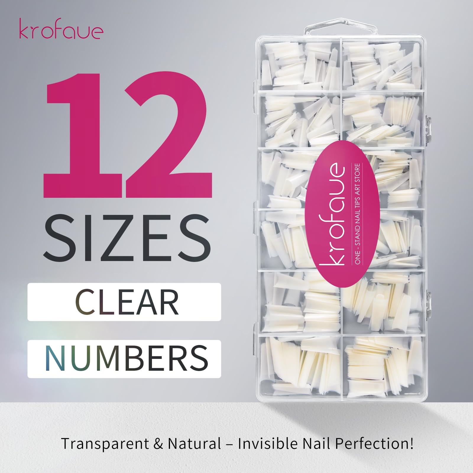 krofaue Natural Acrylic Nail Tips Square 600PCS Half Cover Coffin False Nail…