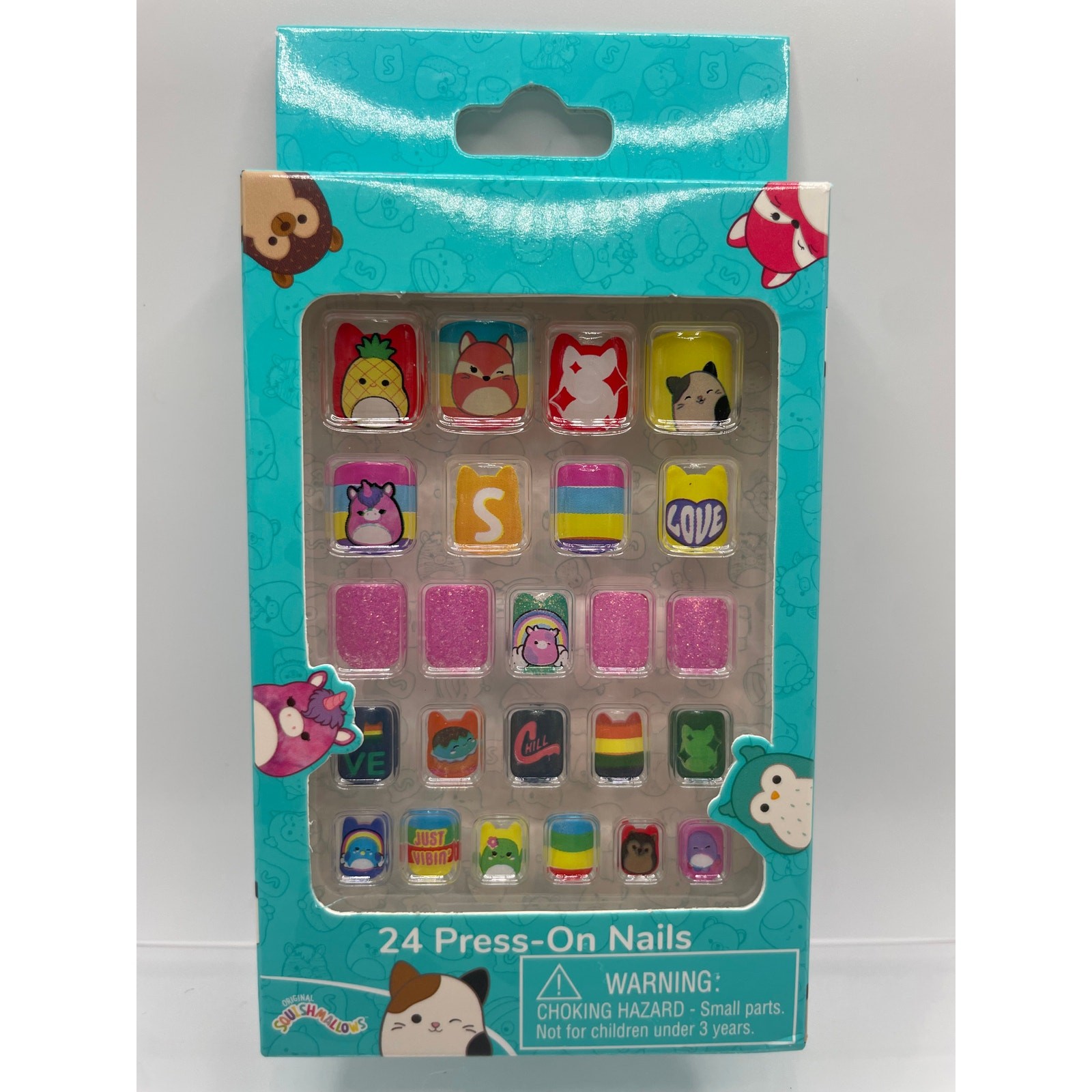 Squishmallows Children’s Kids Small Press On Nails Multiple Colors 24 Pieces