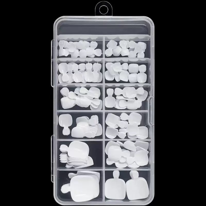 120PCS Women’sShort Square Acrylic Press Smooth Fake White Toenail Press
