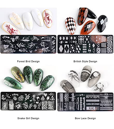 10 Pieces Nail Stamping Plate Abstract Nail Stamps Flower Geometry Snake Lace