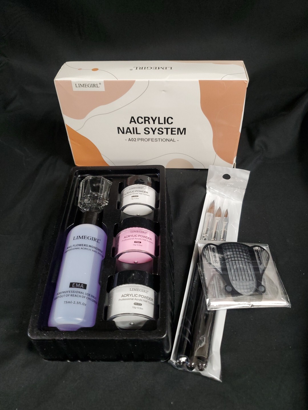 LIMEGIRL Acrylic Nail System A02 Professional 7pcs Kit NEW Sealed
