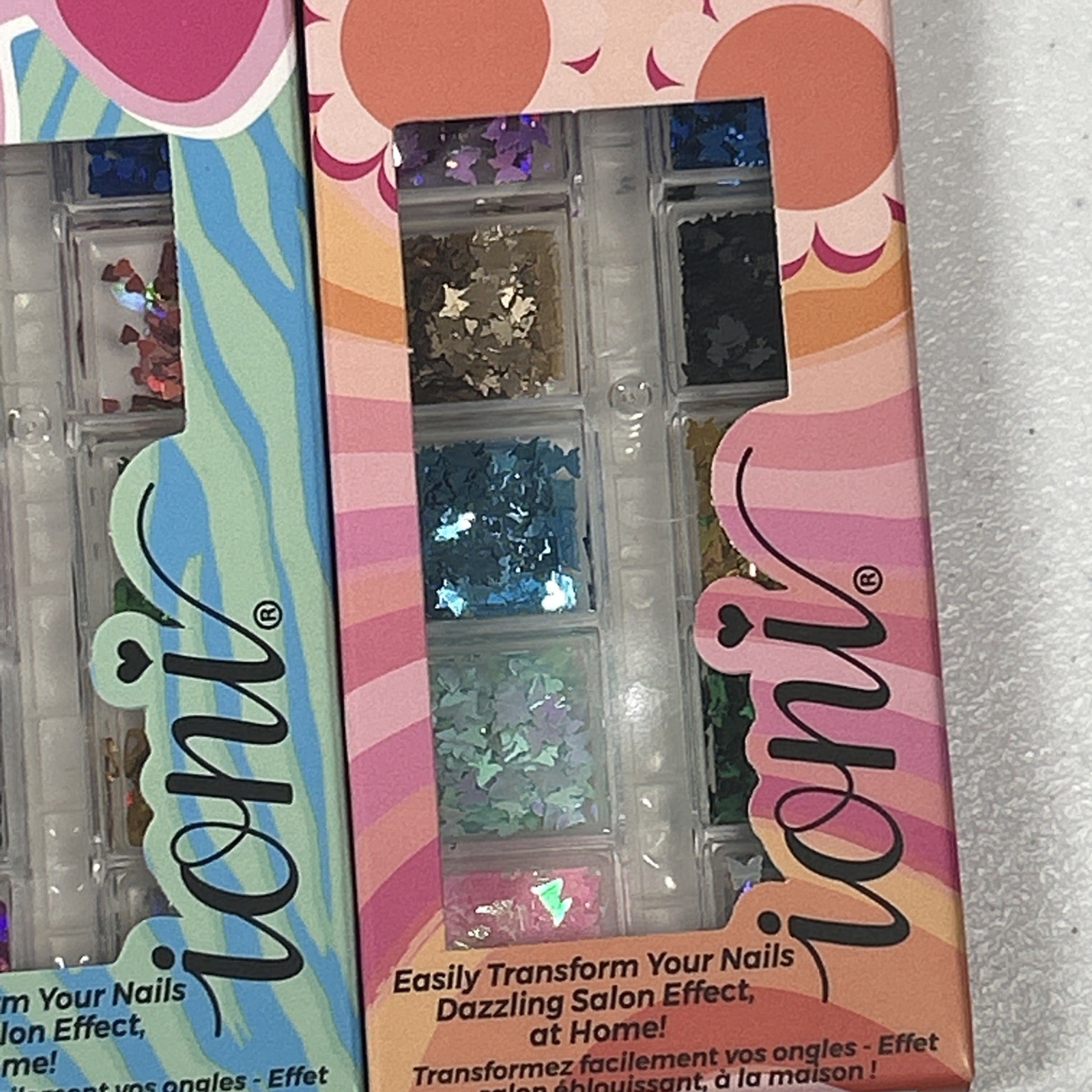 Ioni Press Nail Art Stickers Sequins Rhinestones Lot Of 5 Packs NIB Variety Pack