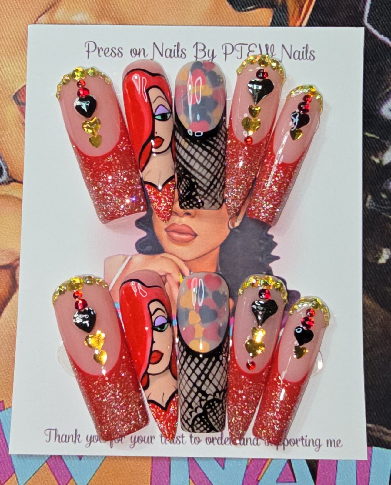 Handmade Gel Press On Nails, Small Size 2,5,4,6,9 XL Long Stiletto +Square