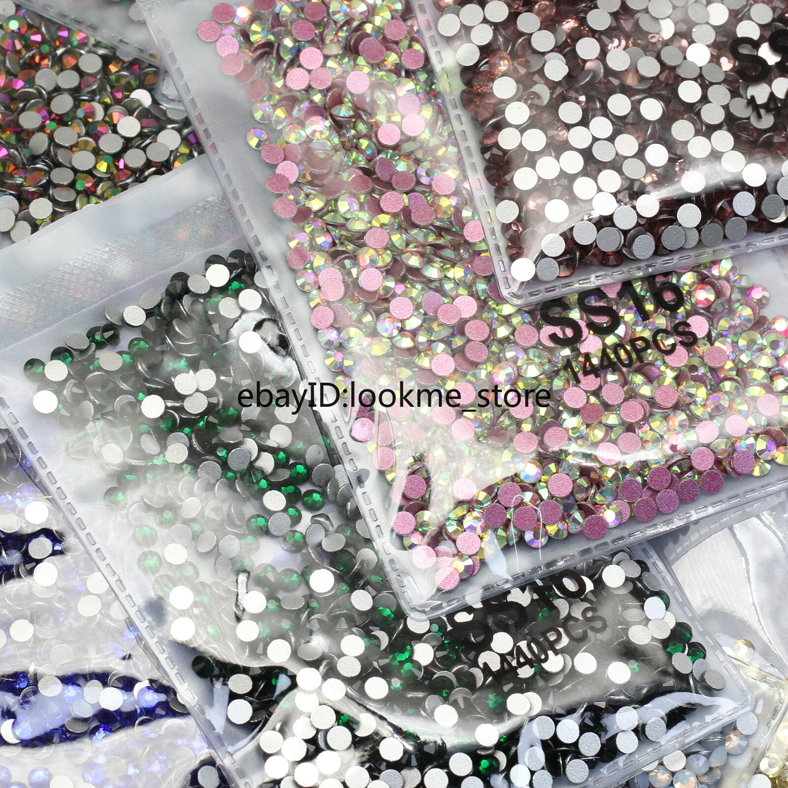 1440pcs 4mm (ss16) Crystal Glass Rhinestones Flatback Gems Nail Art Crafts Decor