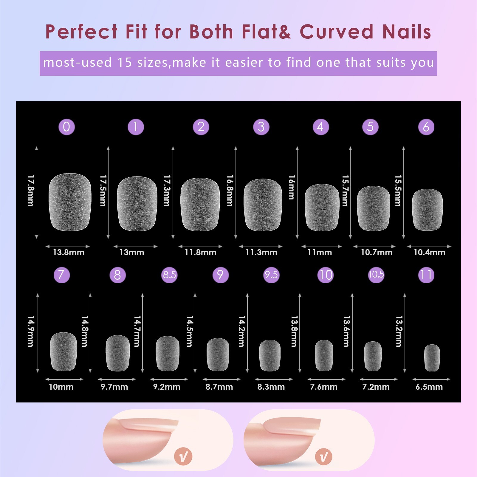 Soft Gel Seamless Frosted Nail Tips 15 Sizes Short Coffin Almond Gel False Nail