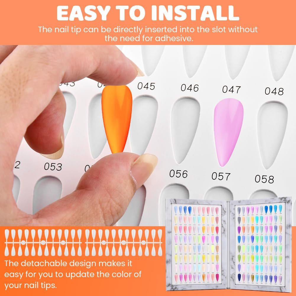 160 Nail Color Display Book with 240 Nail Tips and 1-200 Number Labels