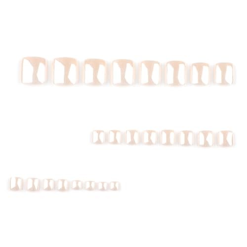 Nude Toe Press on Nails Chrome Toe Nail Press ons with Designs Style-A Style-24