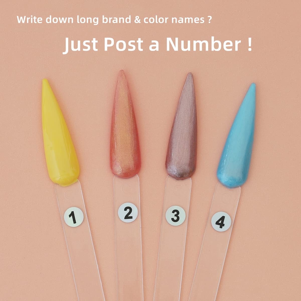 50 Pcs Clear Fan Shape Nail Color Swatches Sticks with Ring for Manicure