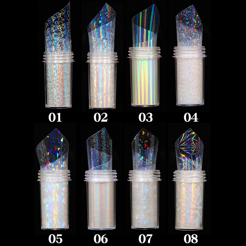 1 Rolls Holographic Nail Foil Punk Geometric Nail Art Transfer Stickers Glitter