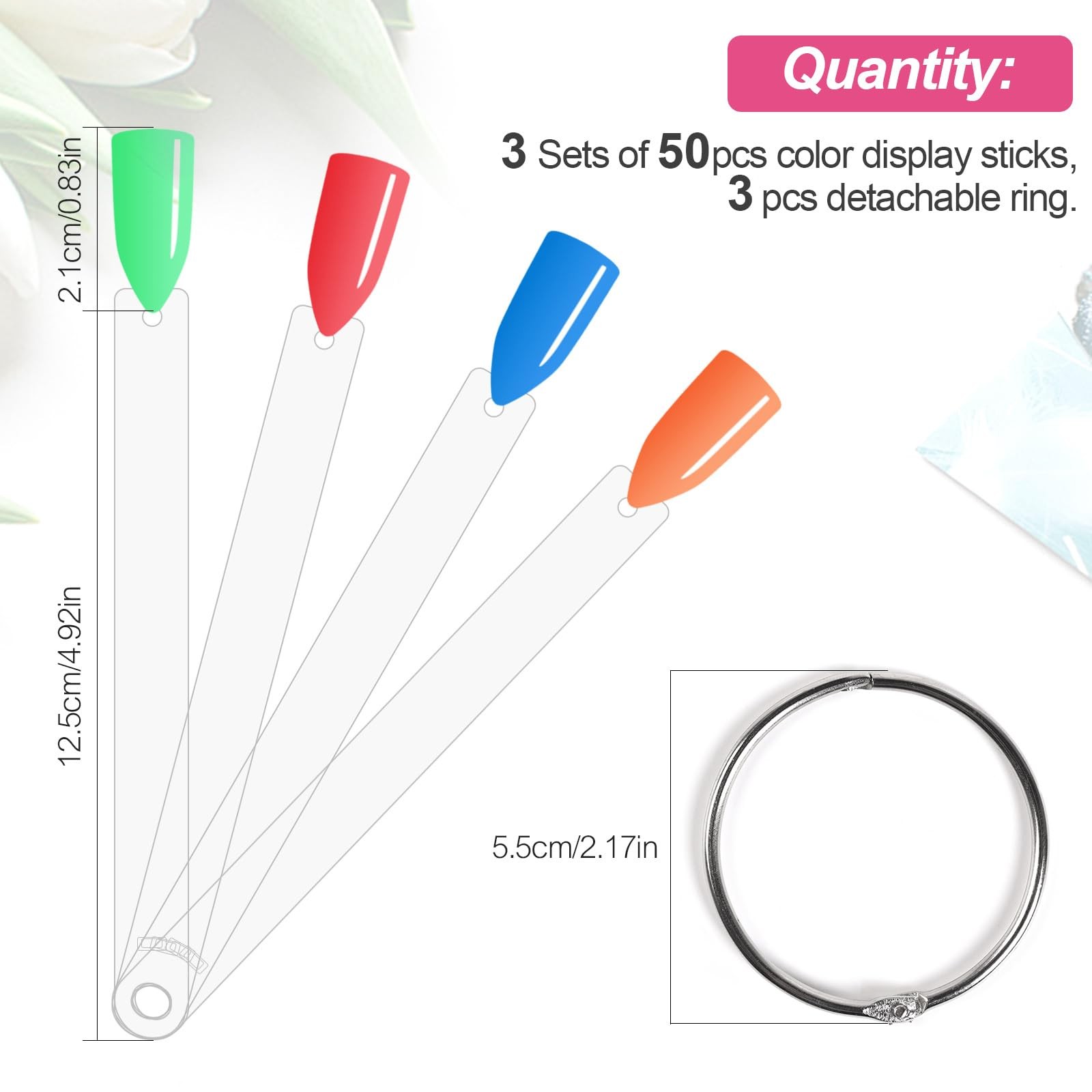 siyuwuro 150Pcs Nail Swatch Sticks with Ring Clear Nail Polish Tips Fan Shape…