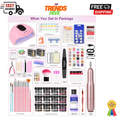Acrylic Nail Art Kit-Nail Art Manicure Set Acrylic Powder Brush Glitter Tools