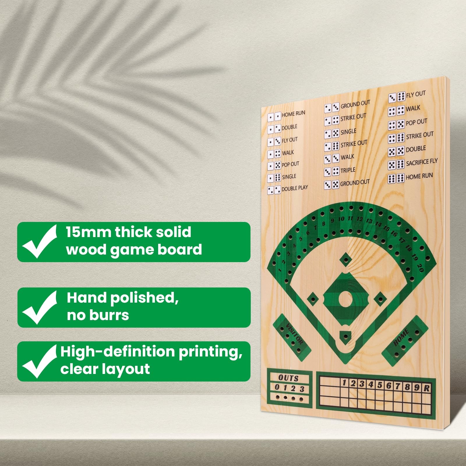 Baseball Board 15 inches x 9.8 inches, Brown, Three Other Colors