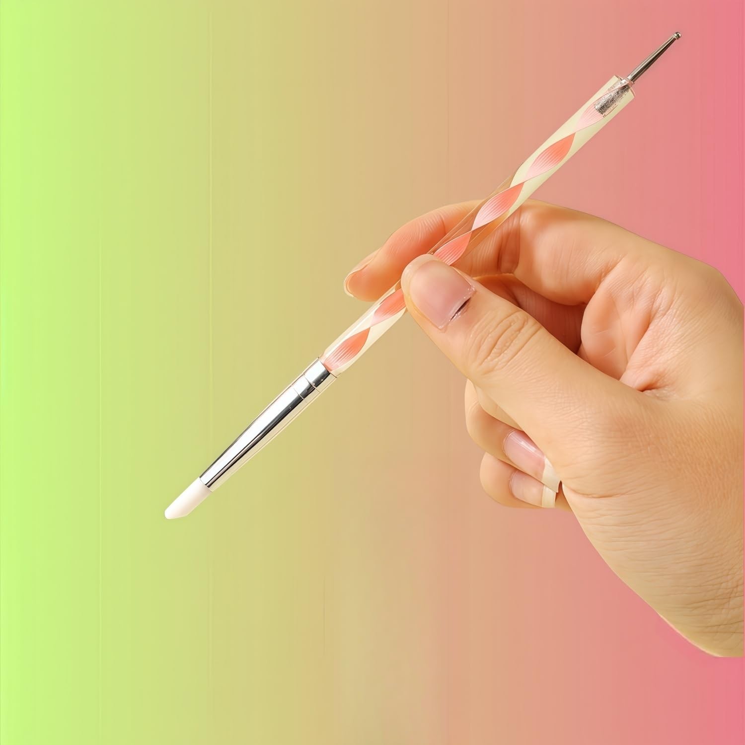 5PCS Dual-Ended Nail Art Dotting Tools – Silicone Sculpting Pens & Ball pink