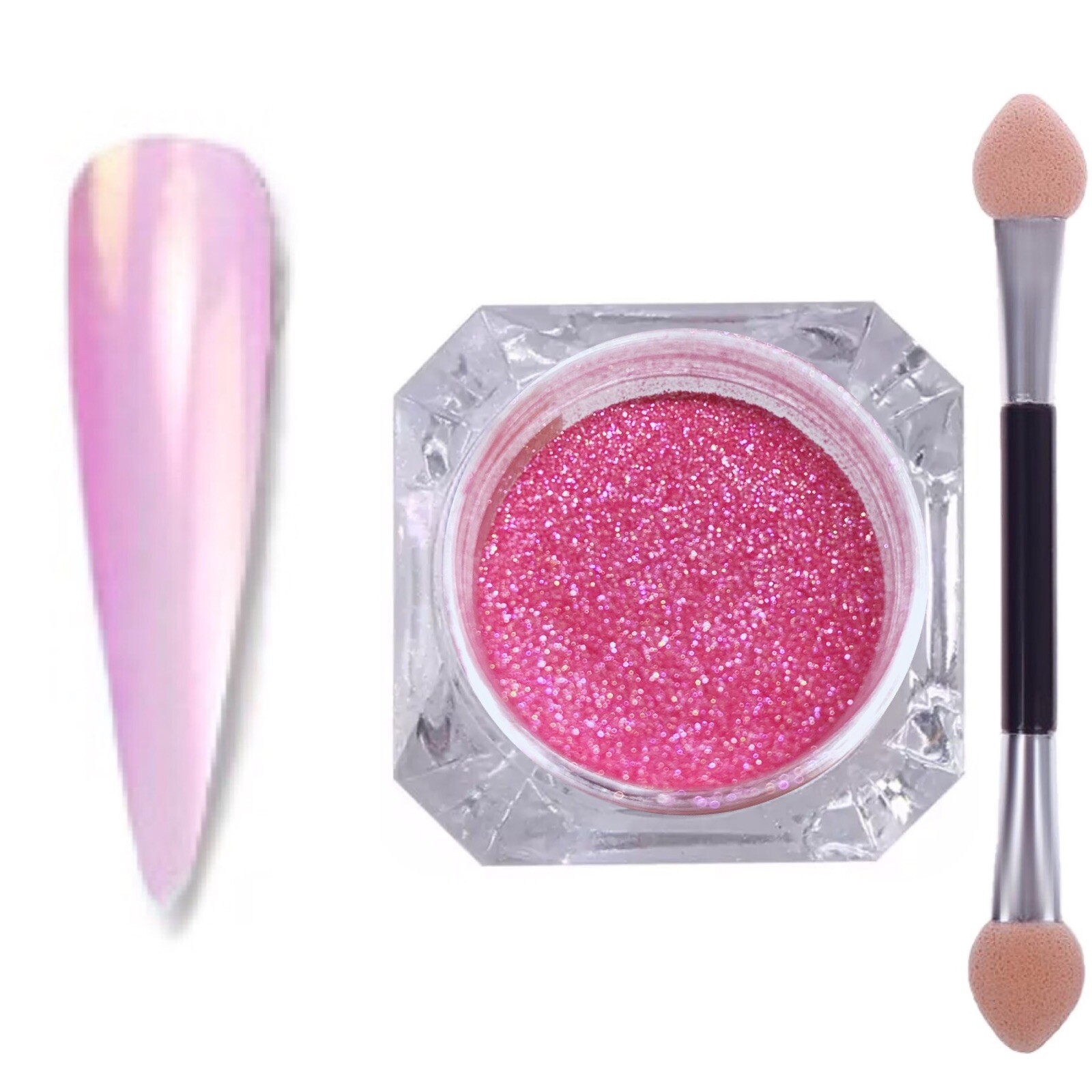 AB AURORA CANDY PINK NAIL CHROME POWDER Magic Glass Mirror EFFECT Mermaid Shiny