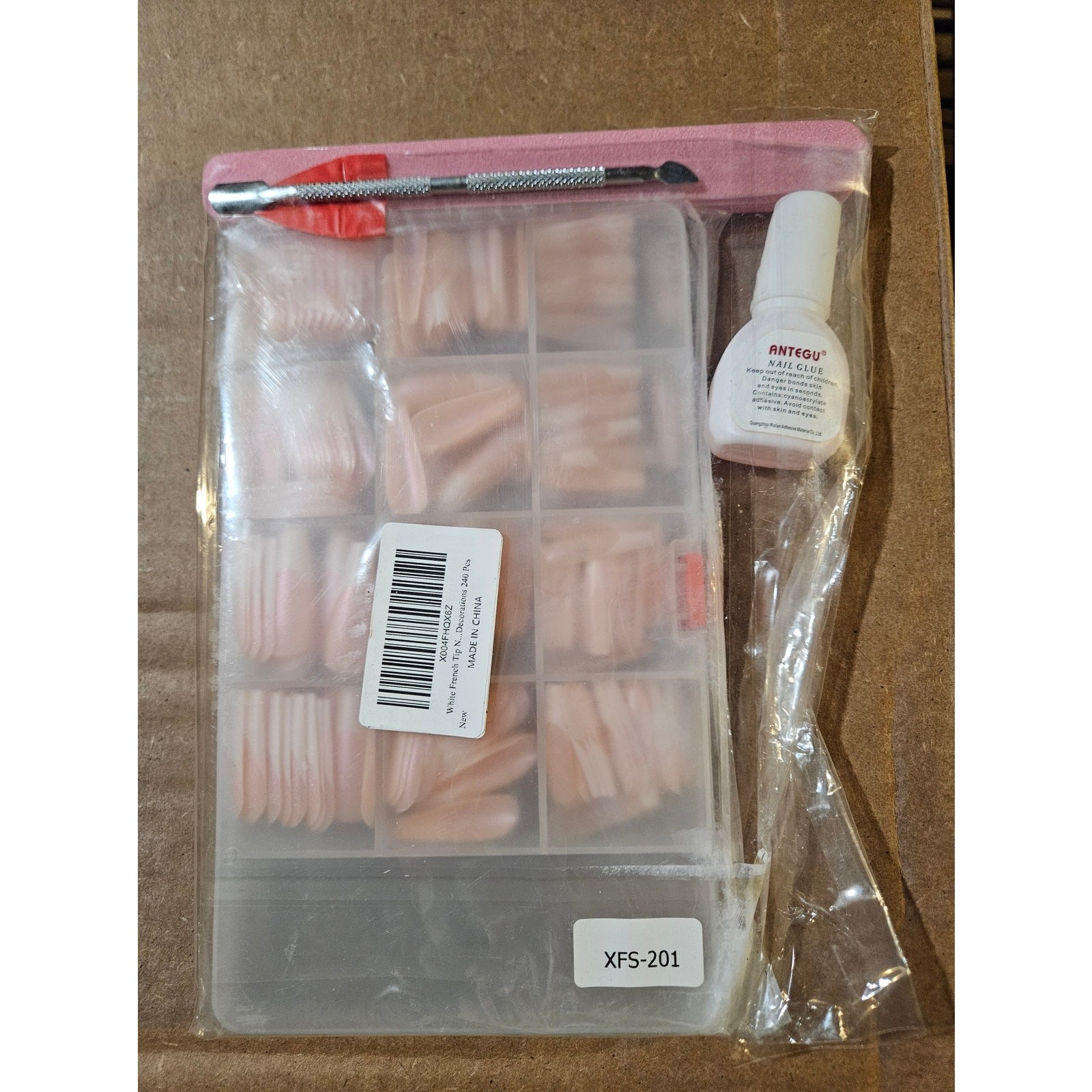 SET 240 PCS White French Tip Press-On Nails w/ Antegu Pro’s Choice Nail Glue