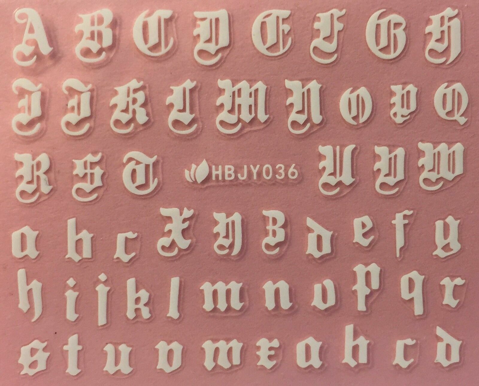 Nail Art 3D Decal Stickers Alphabet Letters White HBJY036