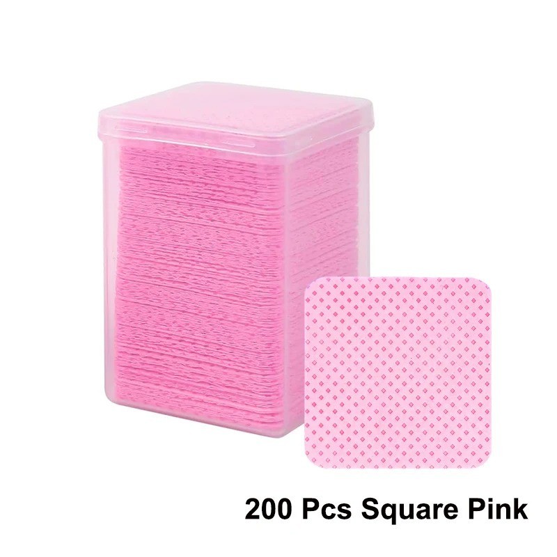 Lint Free Nail Pads – 200 Pcs Gel Cleaning Wipes for Salon Use – Pink