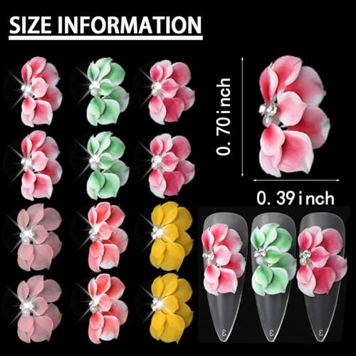12pcs Simulation Flower for Nails 3D Flower Nail Charms Acrylic Nail Art