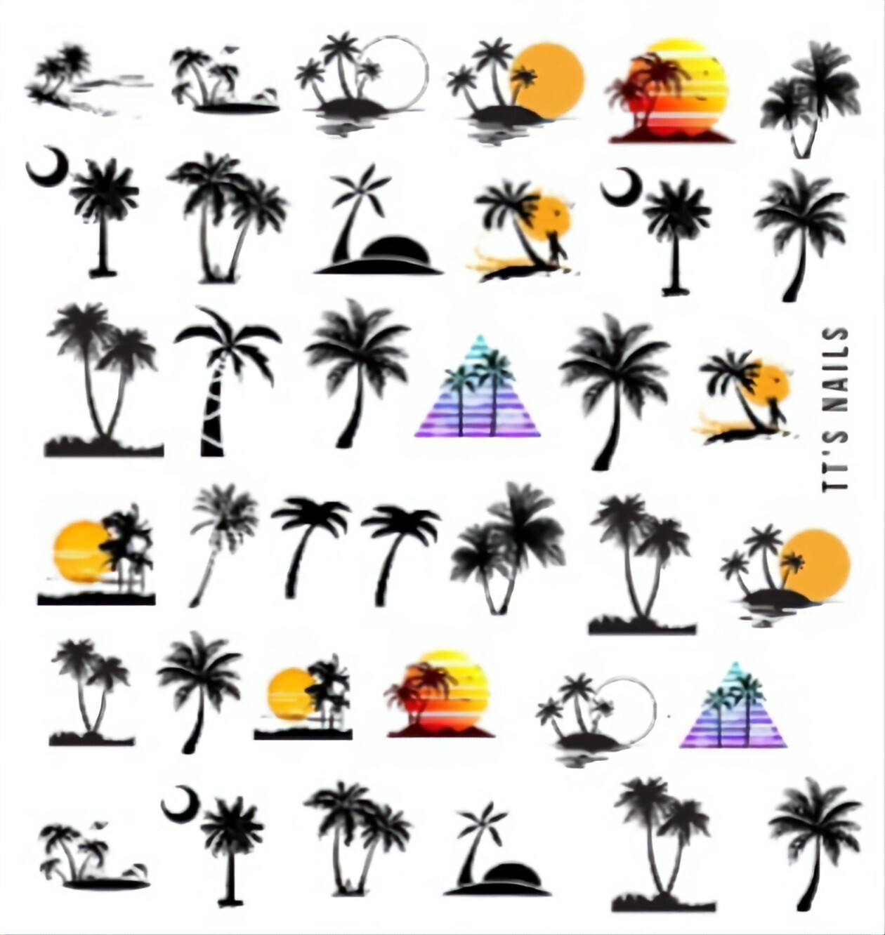 Palm Trees Nail Art Water Decals